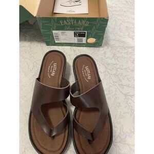 Eastland Laurel Dress Sandal brown leather upper slip on thong women size 9M